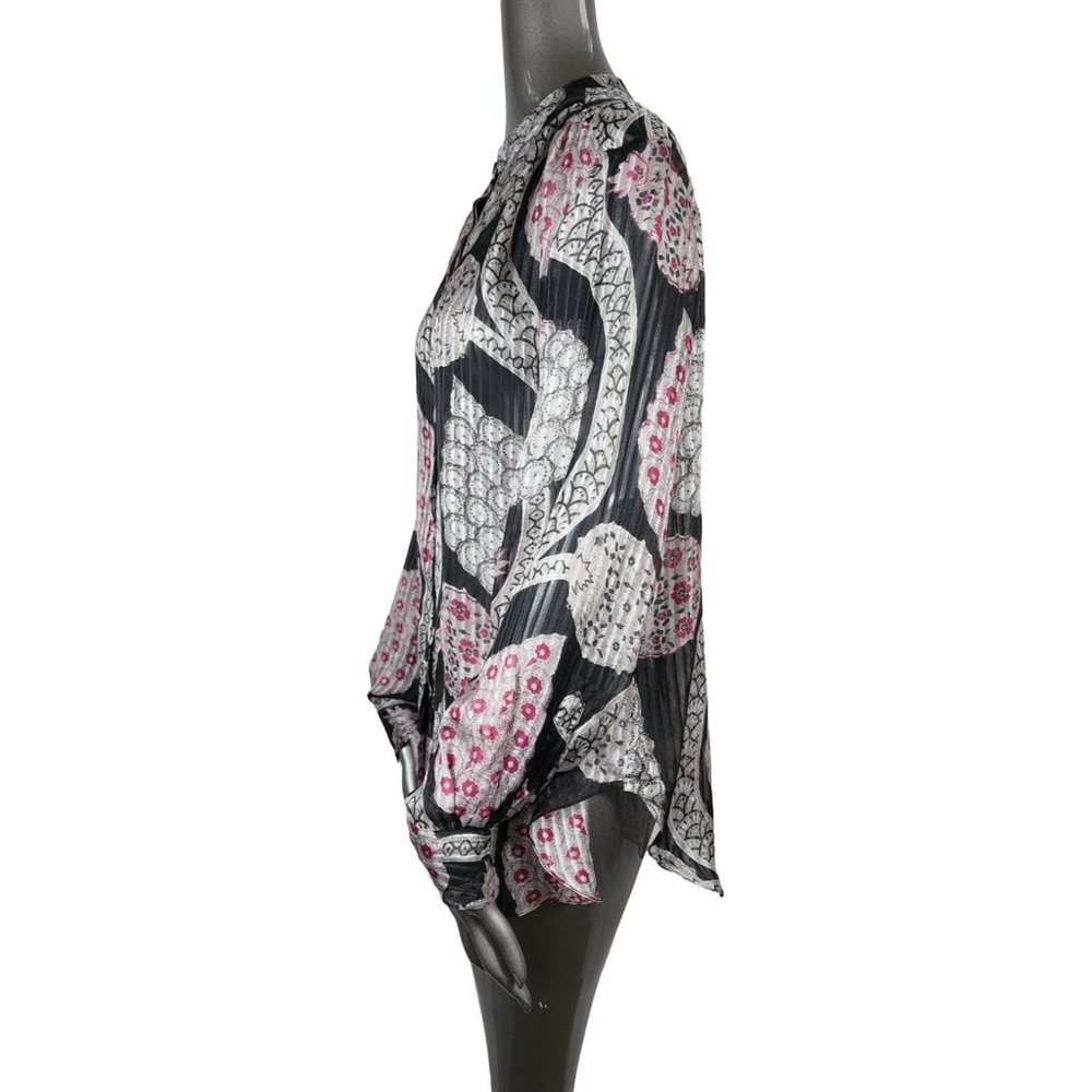 Isabel Marant NWT Daws Silk Blouse  Sheer Floral Black Shirt Top Extra Large XL - Picture 5 of 8